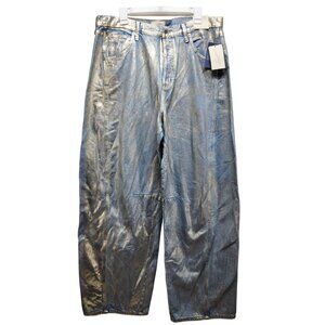 Universal Thread High Rise Curved Leg Jeans Metallic Coating Size 14/R